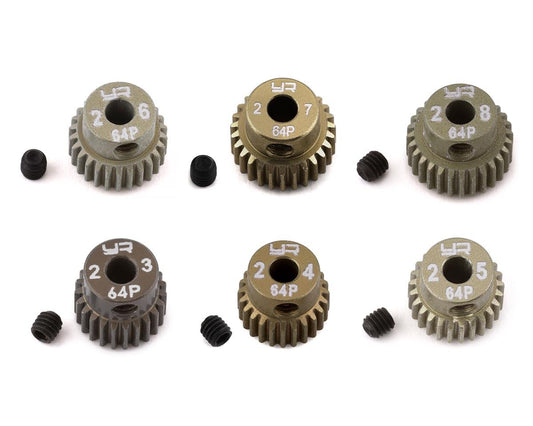 Yeah Racing Hard Coated 64P Aluminum Pinion Gear Set (23, 24 25, 26, 27, 28T) (YEA-MG-64023-028)