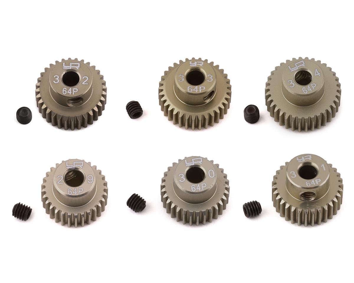 Yeah Racing Hard Coated 64P Aluminum Pinion Gear Set (29, 30, 31, 32, 33, 34T) (YEA-MG-64029-034)
