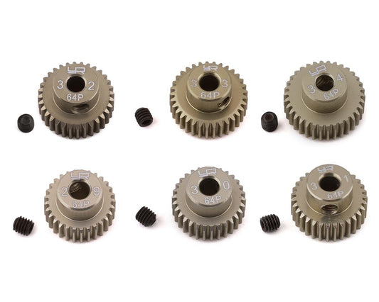 Yeah Racing Hard Coated 64P Aluminum Pinion Gear Set (29, 30, 31, 32, 33, 34T) (YEA-MG-64029-034)