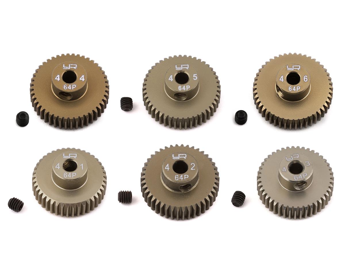 Yeah Racing Hard Coated 64P Aluminum Pinion Gear Set (41, 42, 43, 44, 45, 46T) (YEA-MG-64041-046)