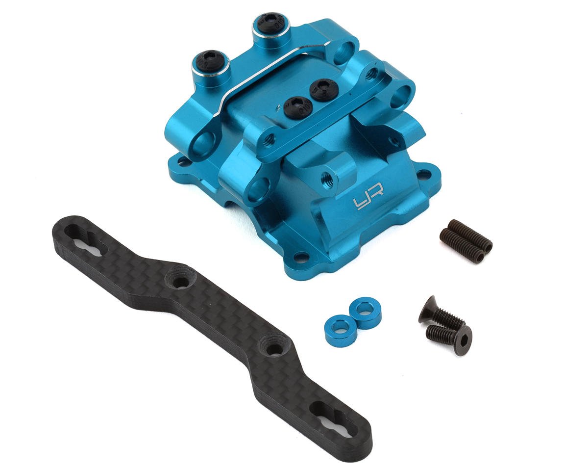 Yeah Racing Tamiya TT-02 Aluminum Gearbox Cover w/Carbon Damper Mount (Blue) (YEA-TATT-061BU)