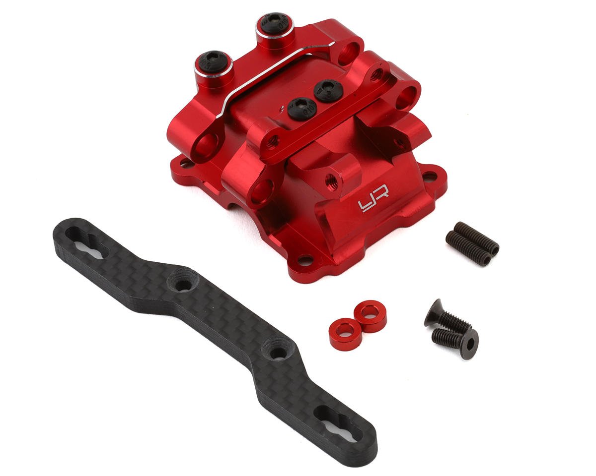 Yeah Racing Tamiya TT-02 Aluminum Gearbox Cover w/Carbon Damper Mount (Red) (YEA-TATT-061RD)