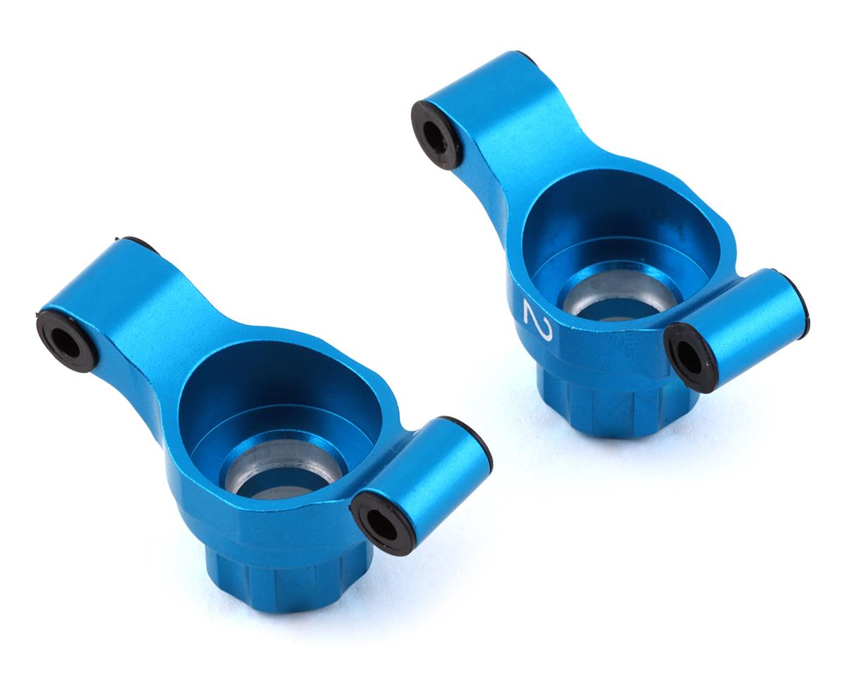 Yeah Racing Tamiya TT-02 Aluminum Rear Hubs (Blue) (2) (2¡ Toe-In) (YEA-TT02-007-2BU)
