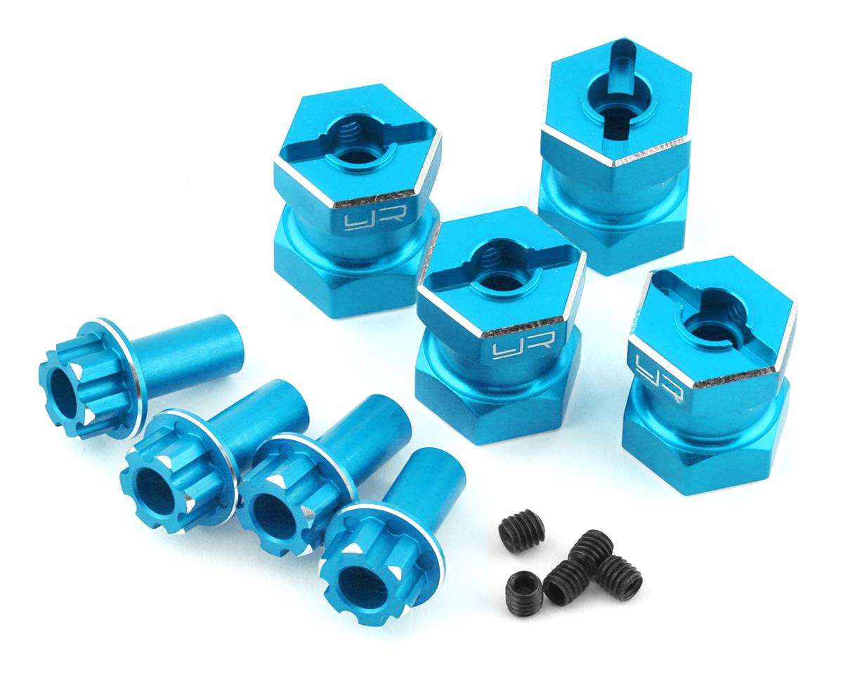 Yeah Racing 12mm Aluminum Hex Adaptors (Blue) (4) (15mm Offset) (YEA-WA-023BU)