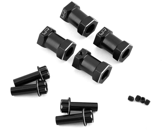 Yeah Racing 12mm Aluminum Hex Adaptors (Black) (4) (20mm Offset) (YEA-WA-024BK)