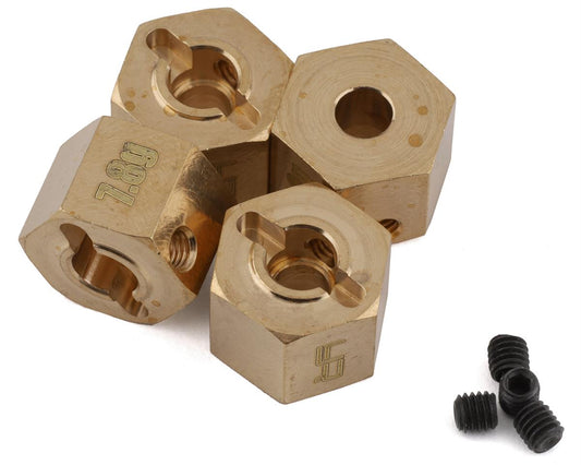 Yeah Racing 12mm Brass Wheel Hexes (4) (9mm Offset) (YEA-WA-038)