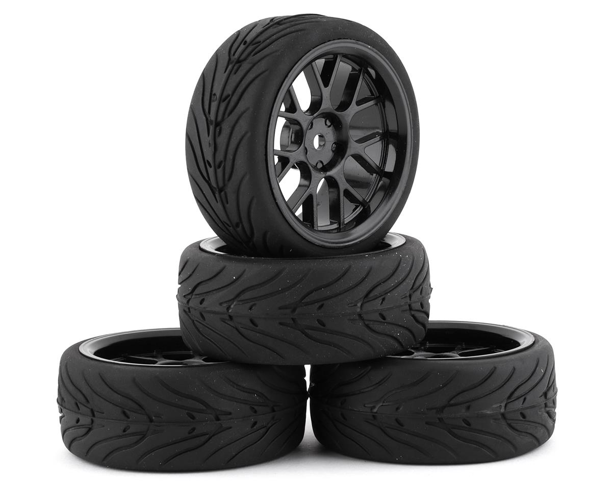 Yeah Racing Spec T Pre-Mounted On-Road Touring Tires w/CS Wheels (Black) (4) (YEA-WL-0109)