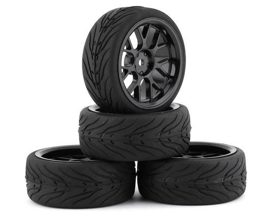 Yeah Racing Spec T Pre-Mounted On-Road Touring Tires w/CS Wheels (Black) (4) (YEA-WL-0109)
