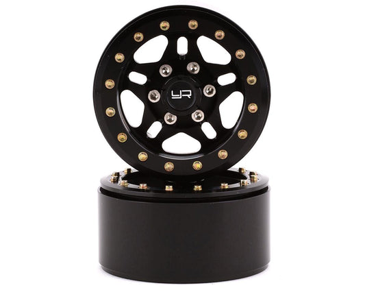 Yeah Racing 1.9" Aluminum 5-Spoke Beadlock Wheels w/12mm Hex (Black) (2) (YEA-WL-0116BK)