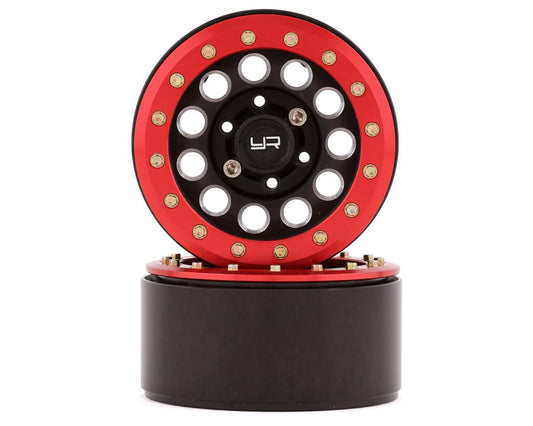 Yeah Racing 1.9" Aluminum F-RG Beadlock Wheels w/12mm Hex (Black/Red) (2) (YEA-WL-0117RD)
