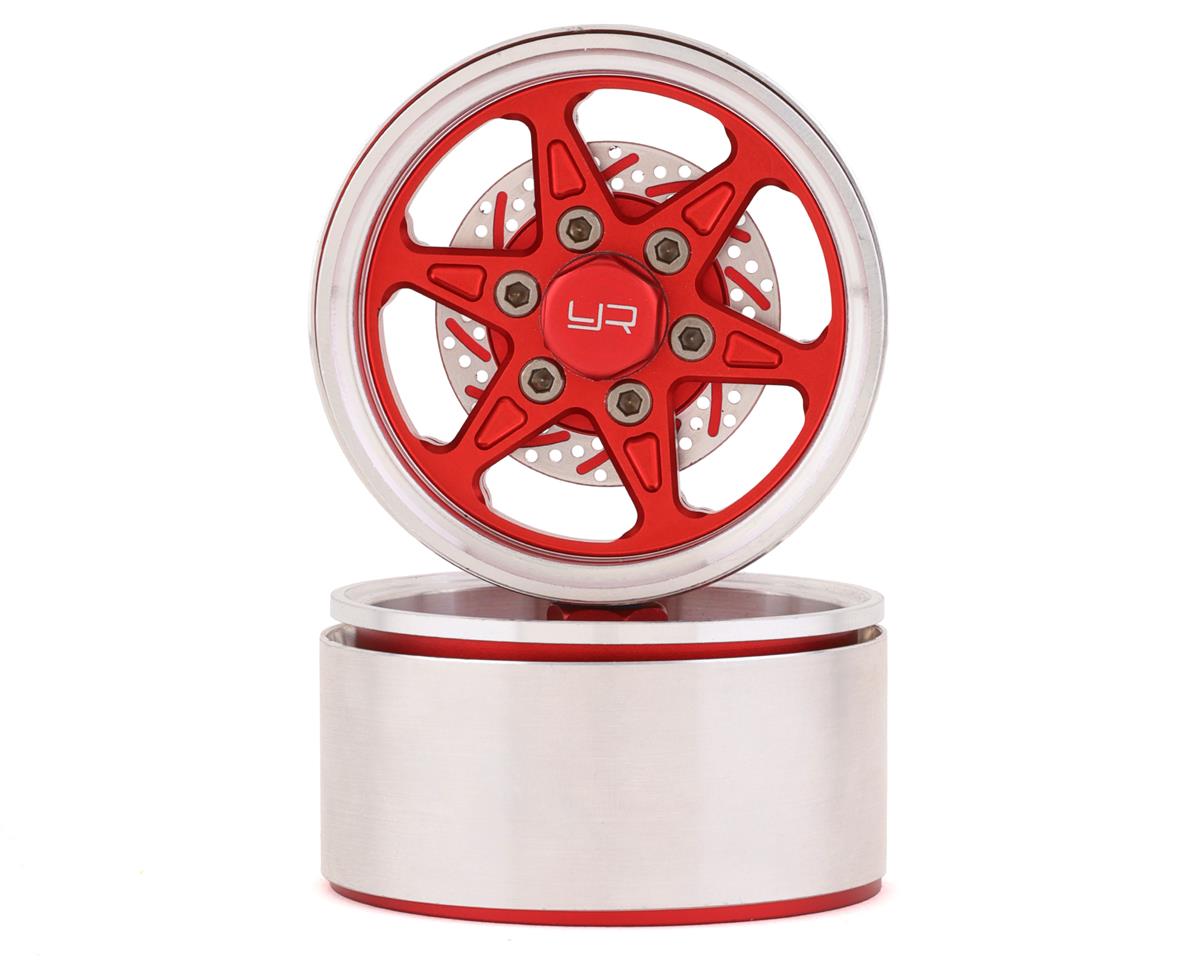 Yeah Racing 1.9" Aluminum BXC 6 Spoke Beadlock Wheels w/Faux Rotors (Red) (2) (YEA-WL-0122RD)