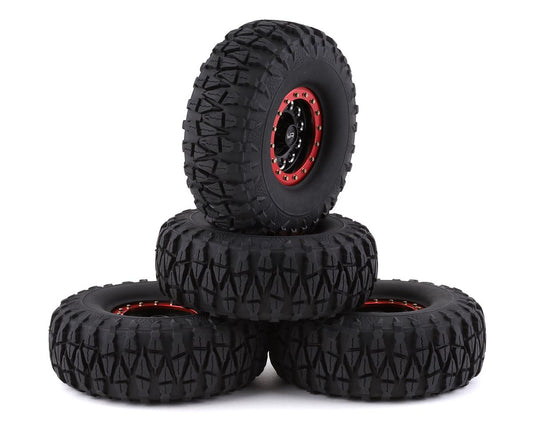 Yeah Racing Claw 1.9" Pre-Mounted Tires w/Aluminum Beadlock Wheels (Black) (4) (YEA-WL-0138RD)