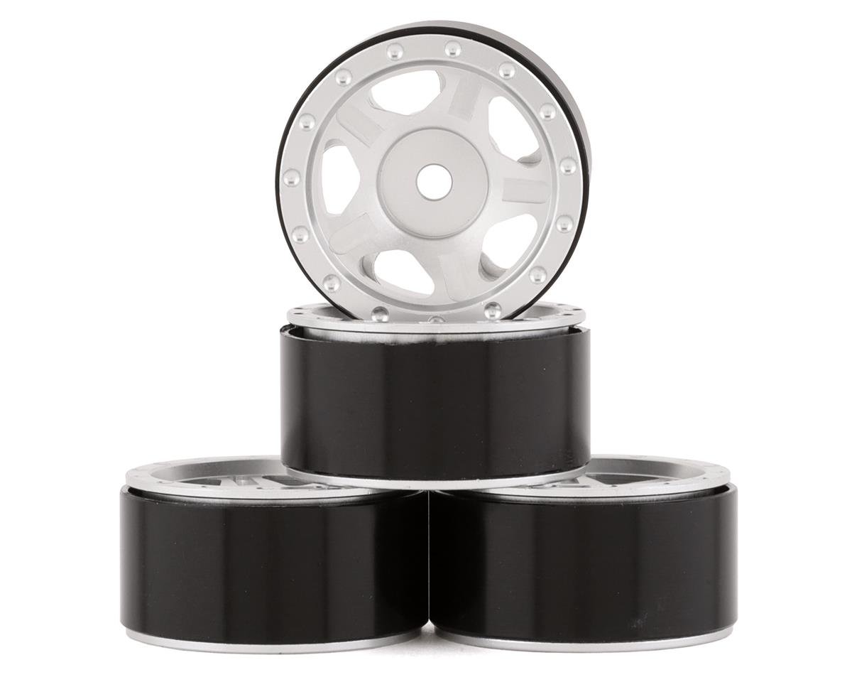 Yeah Racing SCX24 1.0" Aluminum 5 Spoke Slotted Beadlock Wheels (Silver) (4) (YEA-WL-0143SV)
