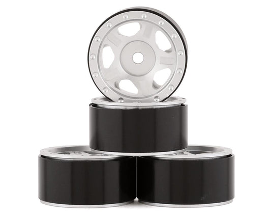 Yeah Racing SCX24 1.0" Aluminum 5 Spoke Slotted Beadlock Wheels (Silver) (4) (YEA-WL-0143SV)