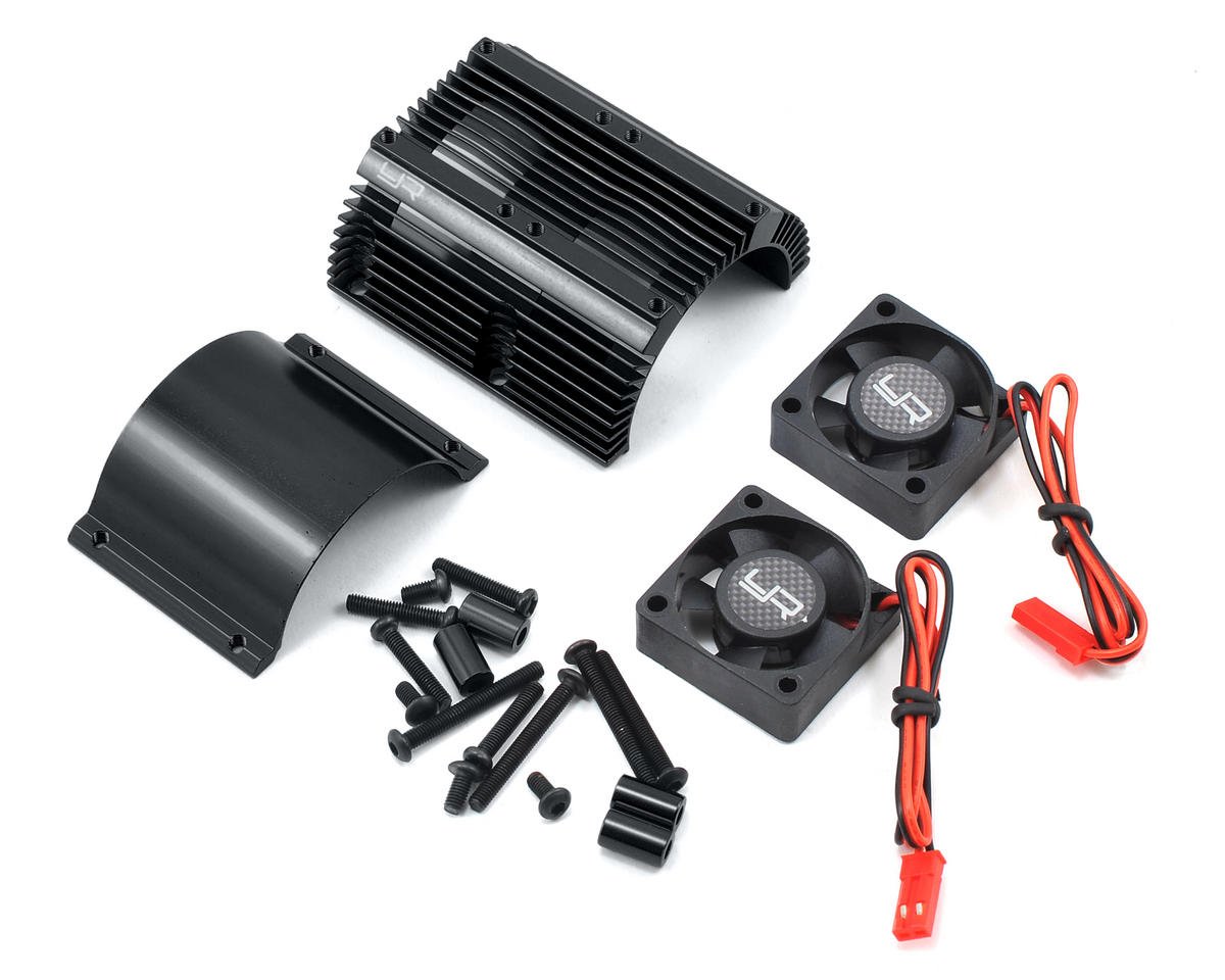 Yeah Racing 1/8 Twin Fan Aluminum Heat Sink w/2 Fans (Black) (40.8mm diameter) (YEA-YA-0261BK)