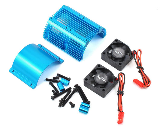 Yeah Racing 1/8 Twin Fan Aluminum Heat Sink w/2 Fans (Blue) (40.8mm diameter) (YEA-YA-0261BU)