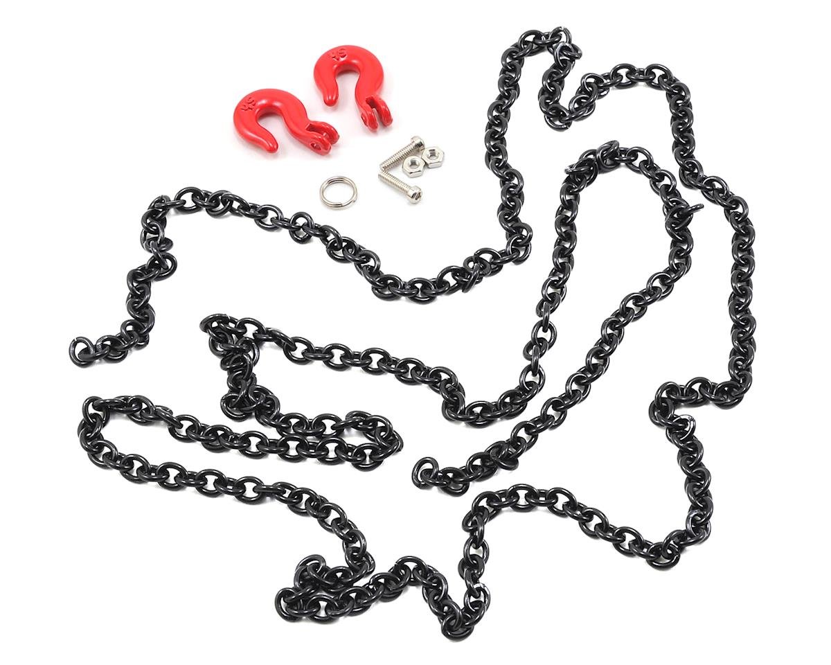 Yeah Racing 96cm 1/10 Crawler Scale Steel Chain Accessory w/Red Hooks (Black) (YEA-YA-0357BK)