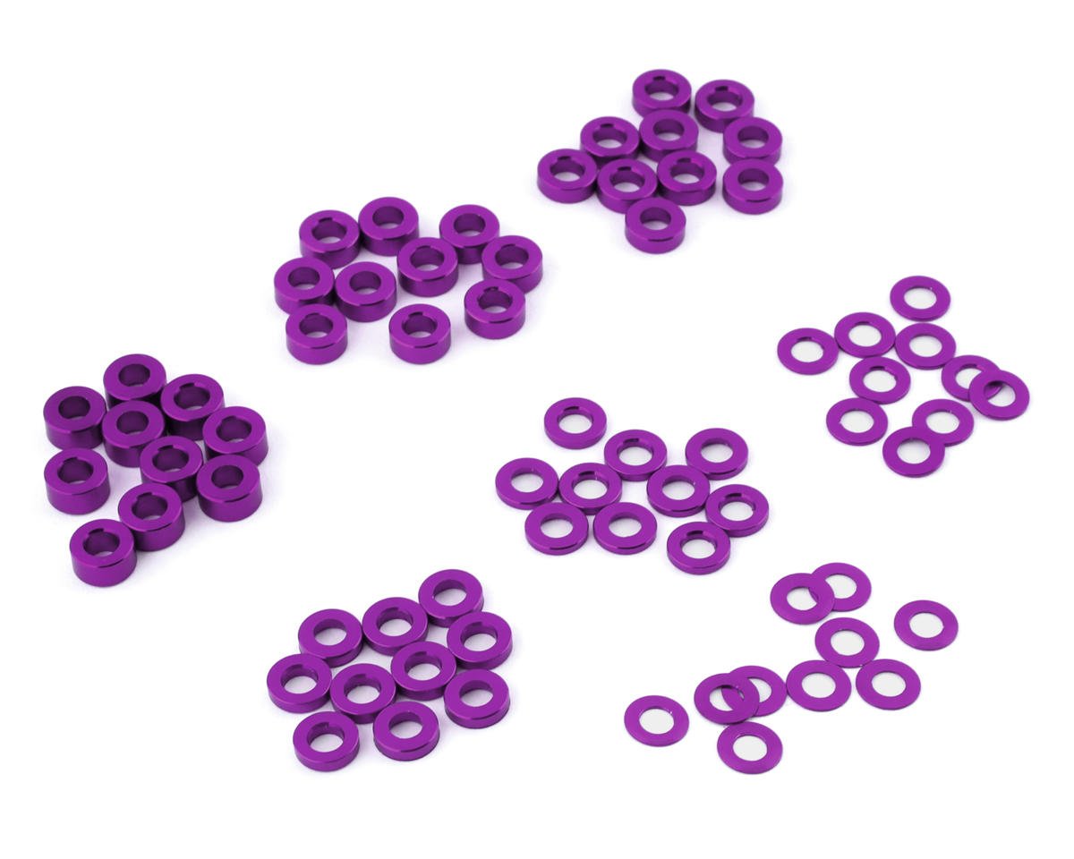 Yeah Racing 3x6mm Aluminum Flat Washer Set (Purple) (70) (Assorted Thickness) (YEA-YA-0390PP)