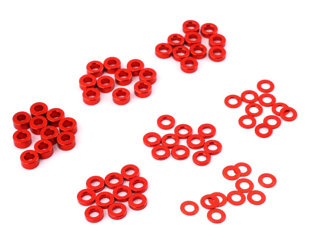 Yeah Racing 3x0.25/0.5/1.5/2/2.5/3mm Flat Washer Set (Red) (70) (YEA-YA-0390RD)