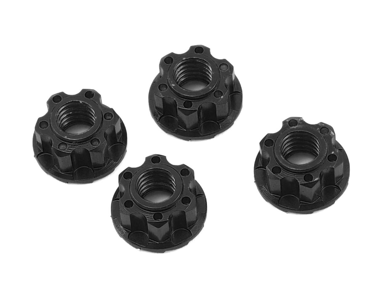 Yeah Racing 4mm Aluminum Serrated Wheel Lock Nut (4) (Black) (YEA-YA-0448BK)