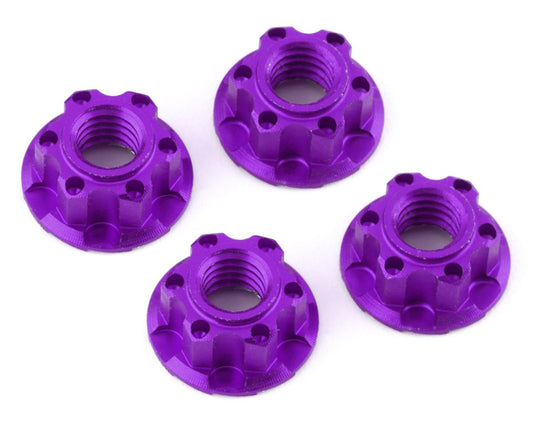 Yeah Racing 4mm Aluminum Serrated Wheel Lock Nut (4) (Purple) (YEA-YA-0448PP)