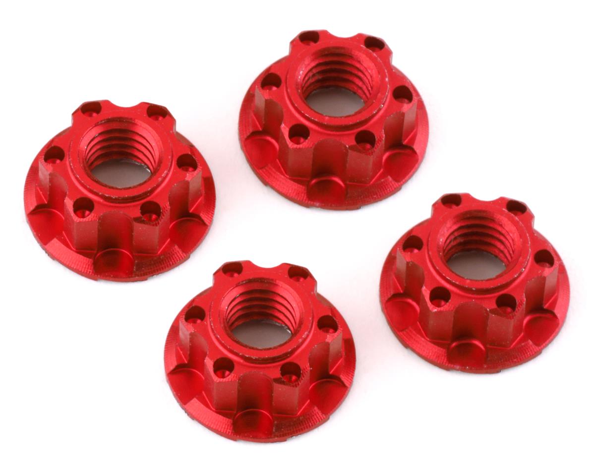 Yeah Racing 4mm Aluminum Serrated Wheel Lock Nut (4) (Red) (YEA-YA-0448RD)