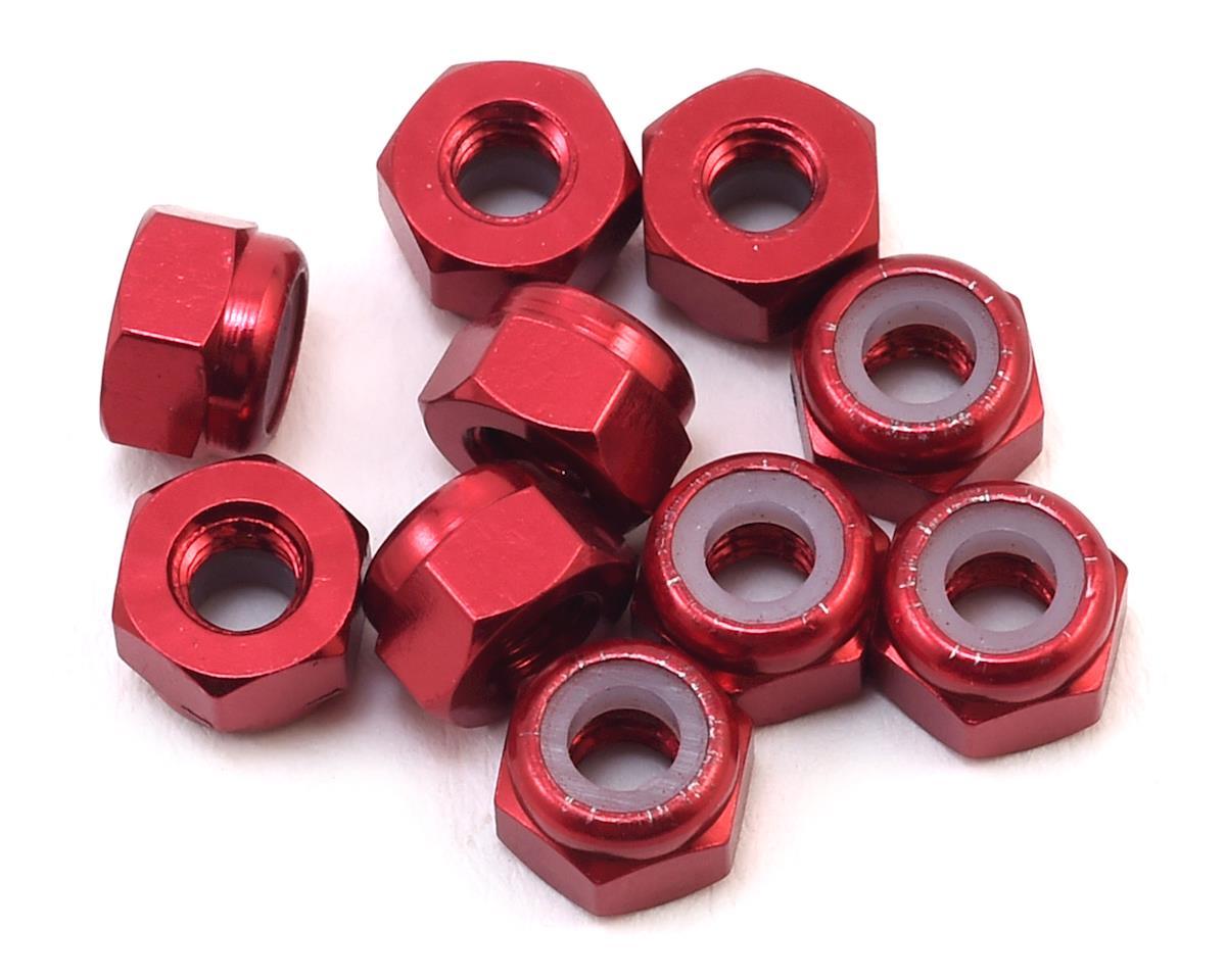 Yeah Racing 3mm Aluminum Lock Nut (10) (Red) (YEA-YA-0566RD)