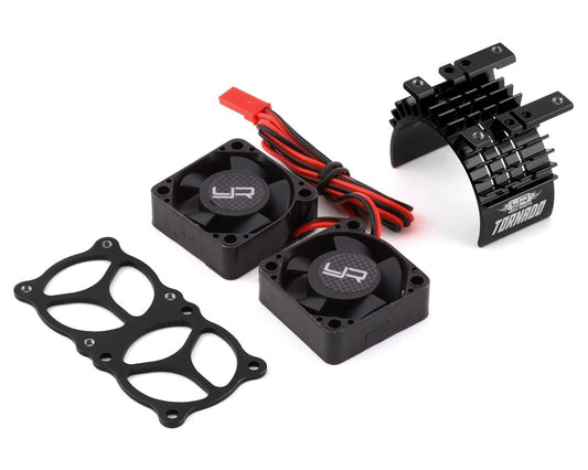 Yeah Racing Aluminum 540/550 Motor Heat Sink w/Twin Tornado Fans (Black) (YEA-YA-0643BK)