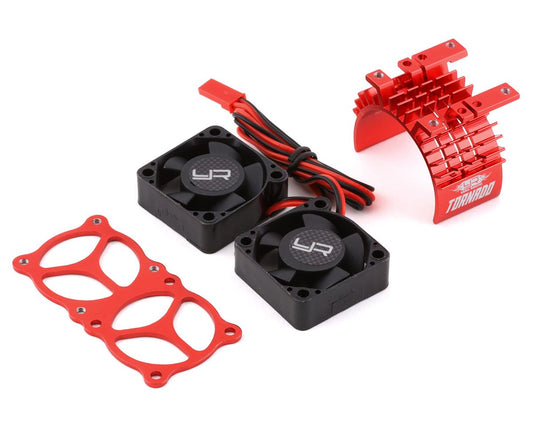 Yeah Racing Aluminum 540/550 Motor Heat Sink w/Twin Tornado Fans (Red) (YEA-YA-0643RD)